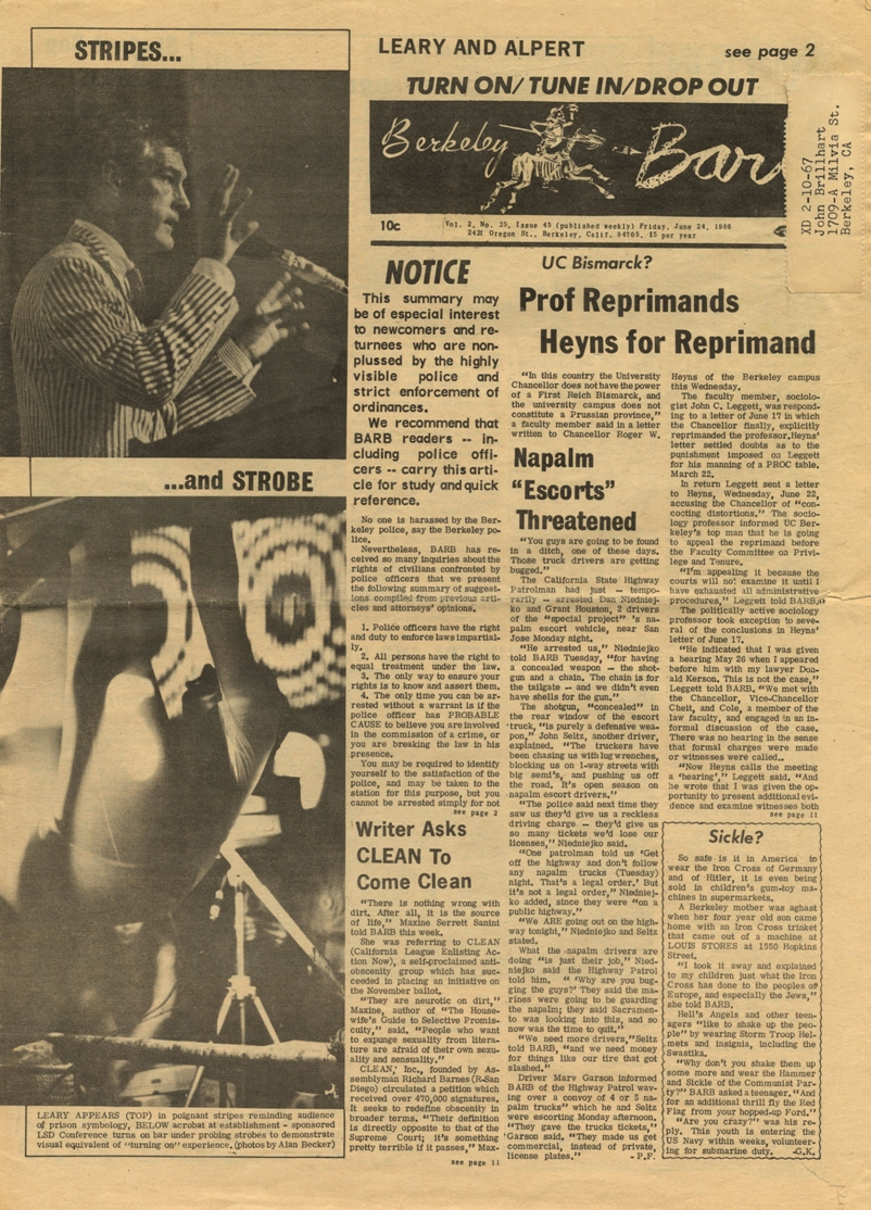 Three Berkeley Barbs and store One LA Free Press 1973 Issues Underground Newspaper Nixon Leary Black Panthers Marijuiana Drugs Wounded Knee